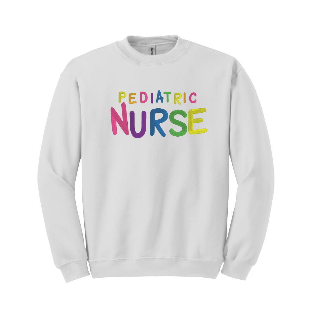 Embroidered Pediatric Nurse Rainbow Crewneck