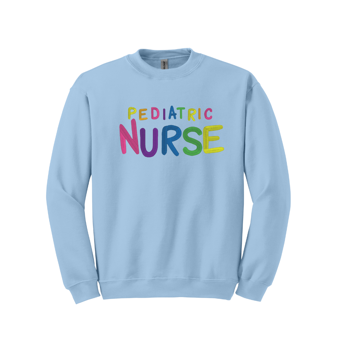 Embroidered Pediatric Nurse Rainbow Crewneck