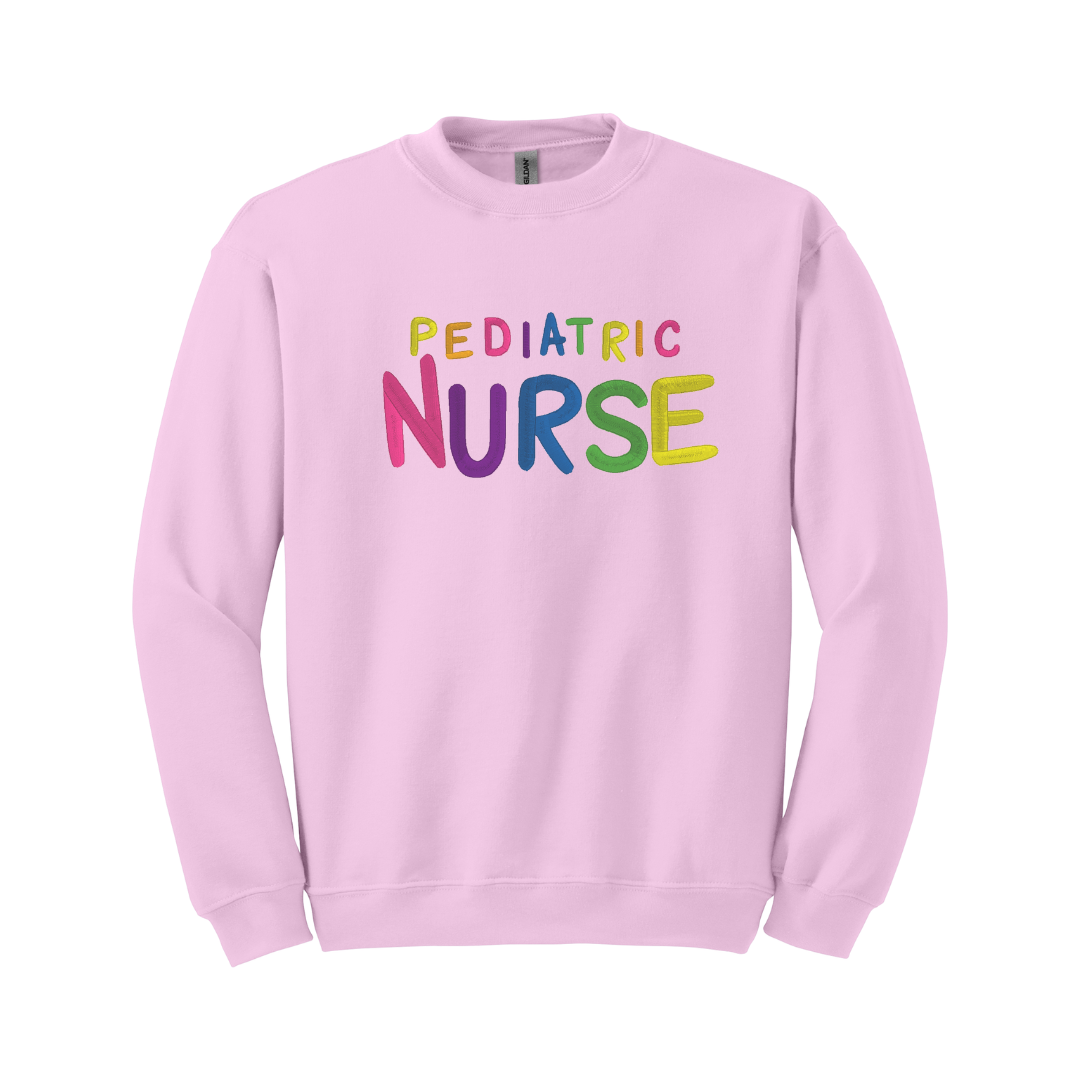 Embroidered Pediatric Nurse Rainbow Crewneck