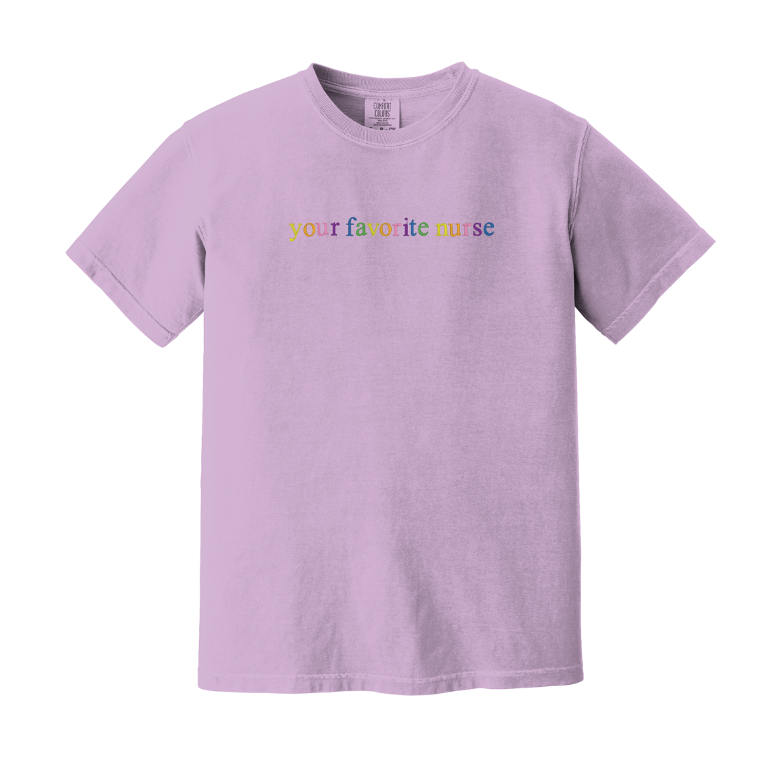 Your Favorite Nurse Rainbow Embroidered T-Shirt