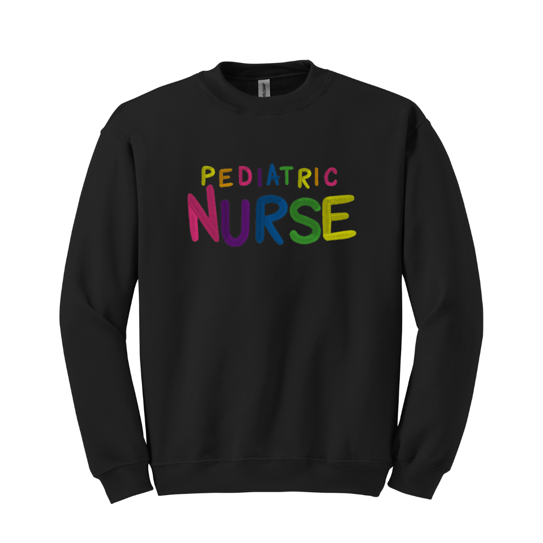 Embroidered Pediatric Nurse Rainbow Crewneck