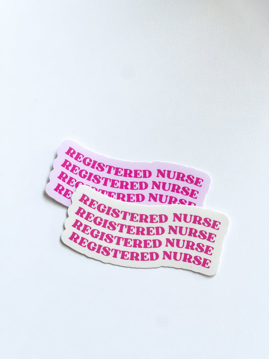 Wavy Pink Registered Nurse Sticker Set